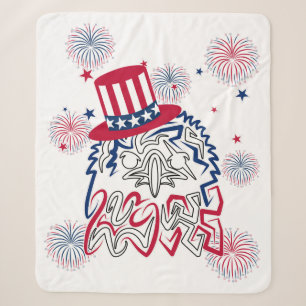 4th of July Independence Day American Eagle Sherpa Blanket