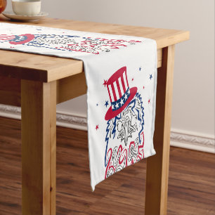 4th of July Independence Day American Eagle Short Table Runner