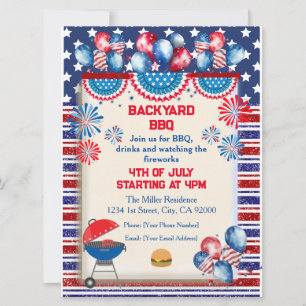 4th of July Independence day Bbq party design Invitation