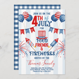 4th of July Independence Day BBQ Party Invitation