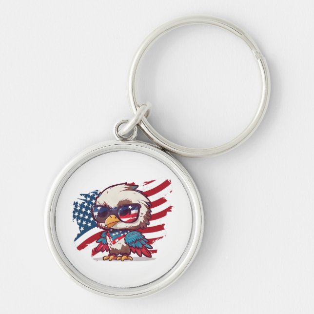 4th of july independence day bird american eagles  keychain (Front)