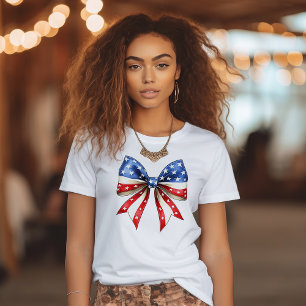4th of July Independence Day Bow T-Shirt