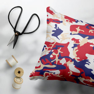 4th of July, Independence day, Camouflage Beige Accent Pillow