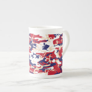 4th of July, Independence day, Camouflage Beige Bone China Mug