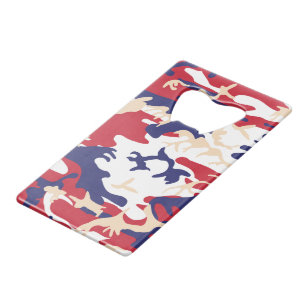 4th of July, Independence day, Camouflage Beige Credit Card Bottle Opener