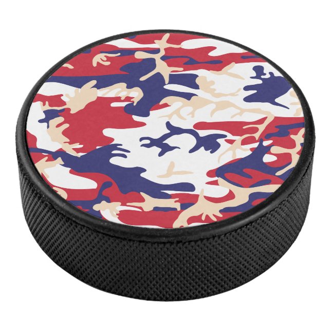 4th of July, Independence day, Camouflage Beige Hockey Puck (3/4)