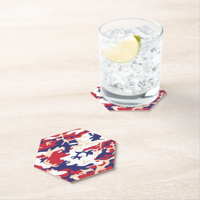 4th of July, Independence day, Camouflage Beige Paper Coaster (Insitu)