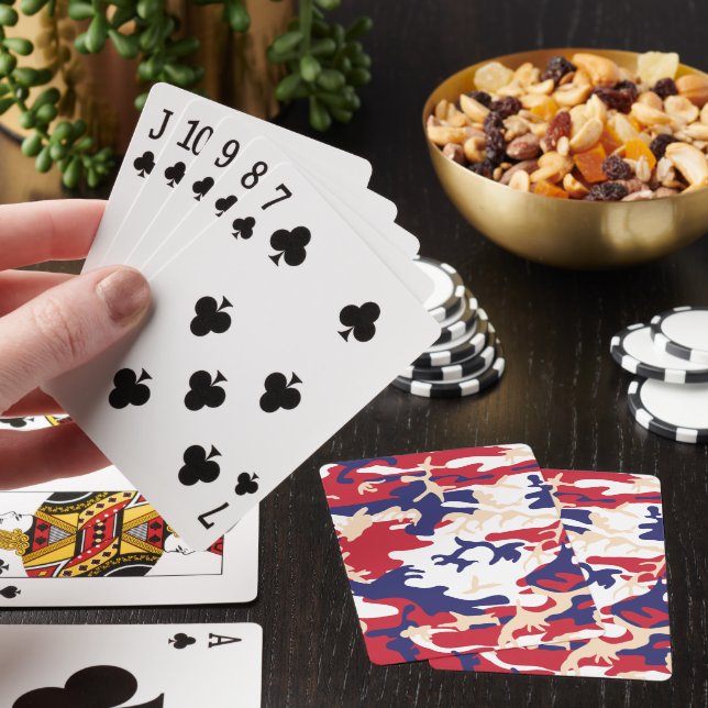 4th of July, Independence day, Camouflage Beige Playing Cards (In Situ)