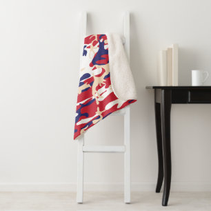4th of July, Independence day, Camouflage Beige Sherpa Blanket