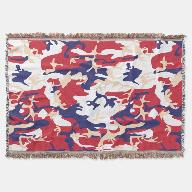 4th of July, Independence day, Camouflage Beige Throw Blanket (Front)
