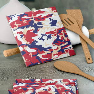 4th of July, Independence day, Camouflage Beige Tile