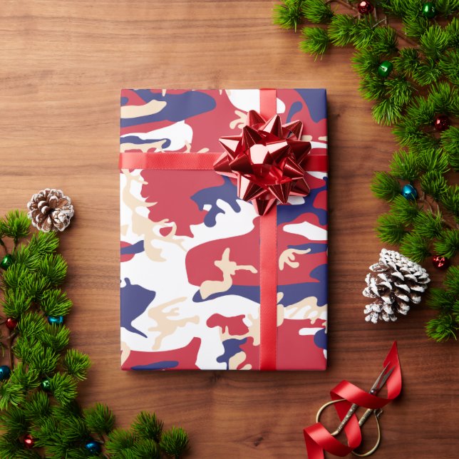 4th of July, Independence day, Camouflage Beige Wrapping Paper (Holiday Gift)