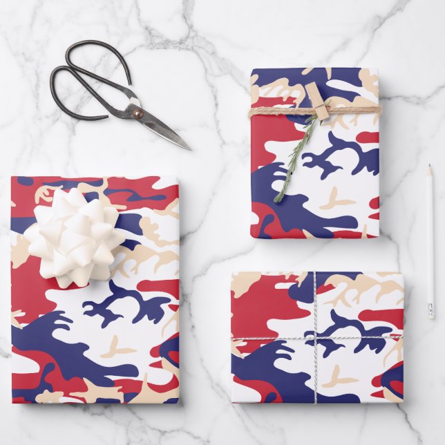 4th of July, Independence day, Camouflage Beige Wrapping Paper Sheet (Front)