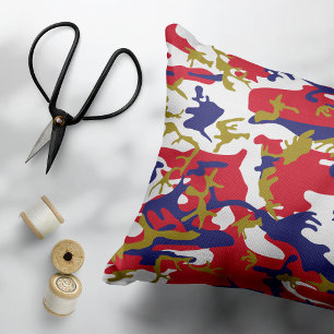 4th of July, Independence day, Camouflage Gold Accent Pillow
