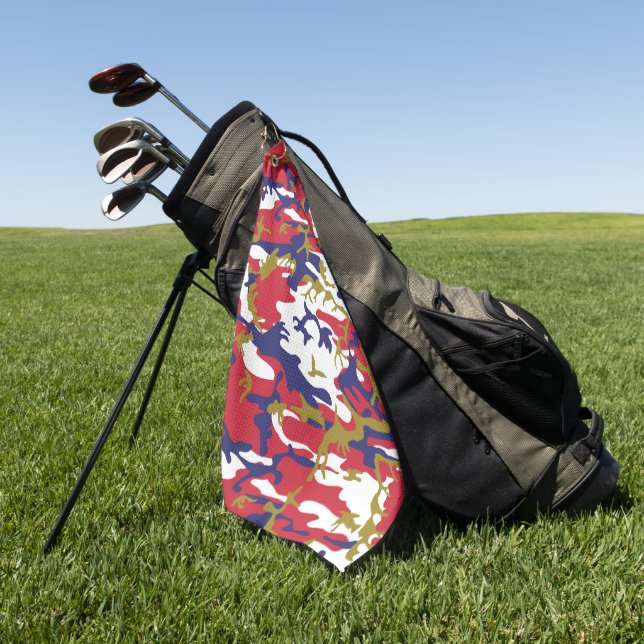 4th of July, Independence day, Camouflage Gold Golf Towel (Green)
