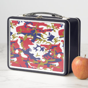4th of July, Independence day, Camouflage Gold Metal Lunch Box