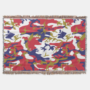 4th of July, Independence day, Camouflage Gold Throw Blanket