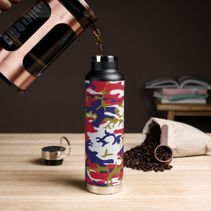 4th of July, Independence day, Camouflage Gold Water Bottle