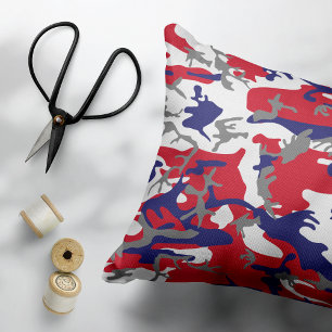 4th of July, Independence day, Camouflage Grey Accent Pillow