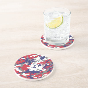 4th of July, Independence day, Camouflage Grey Coaster