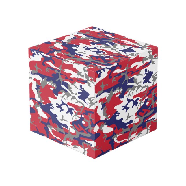 4th of July, Independence day, Camouflage Grey Cube (Front Angled)