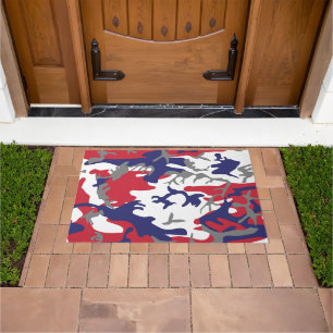 4th of July, Independence day, Camouflage Grey Doormat