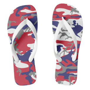 4th of July, Independence day, Camouflage Grey Flip Flops