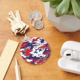 4th of July, Independence day, Camouflage Grey Keychain