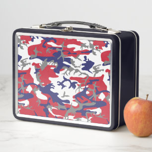 4th of July, Independence day, Camouflage Grey Metal Lunch Box