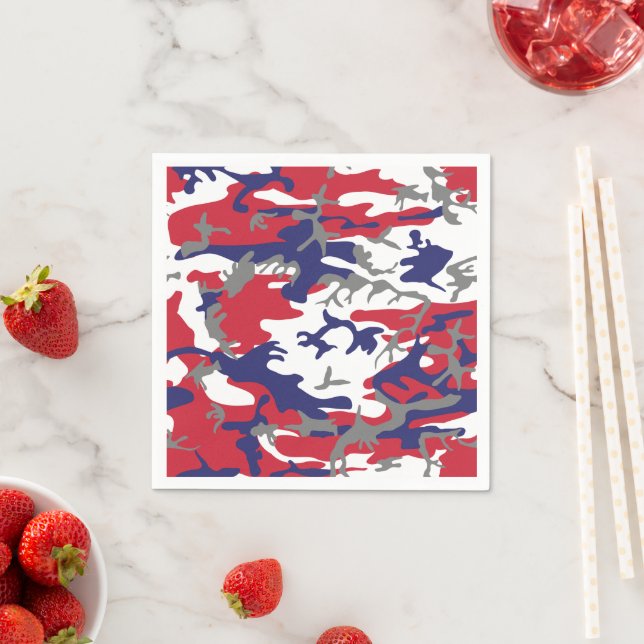 4th of July, Independence day, Camouflage Grey Napkin (Insitu)