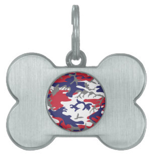 4th of July, Independence day, Camouflage Grey Pet ID Tag