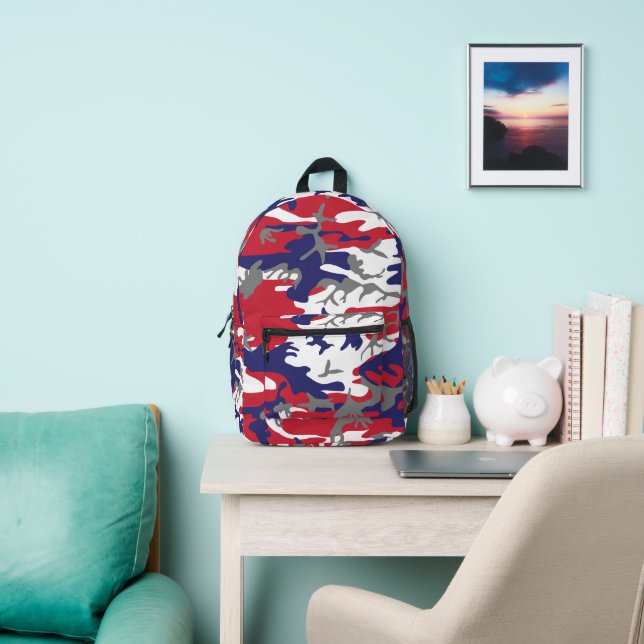 4th of July, Independence day, Camouflage Grey Printed Backpack (Insitu)