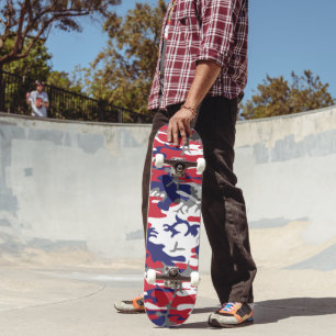 4th of July, Independence day, Camouflage Grey Skateboard