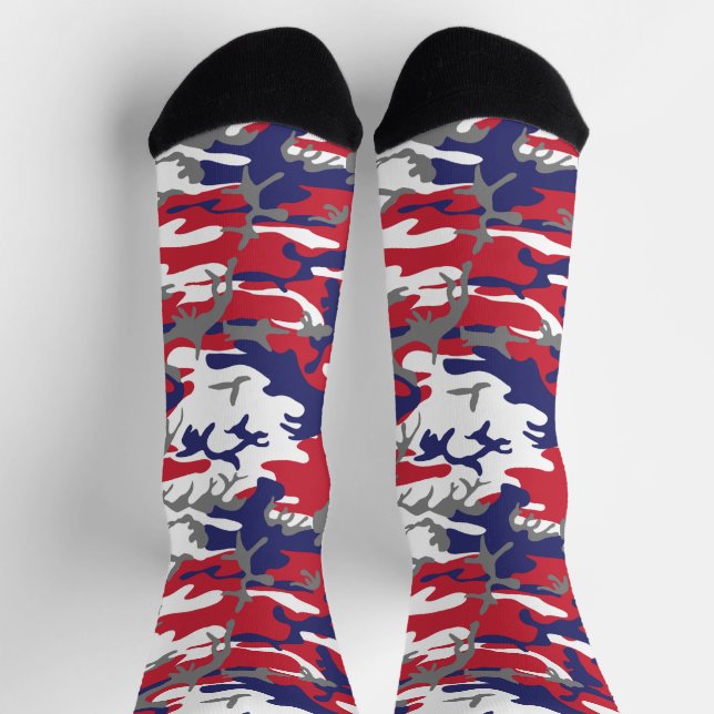 4th of July, Independence day, Camouflage Grey Socks (Top)