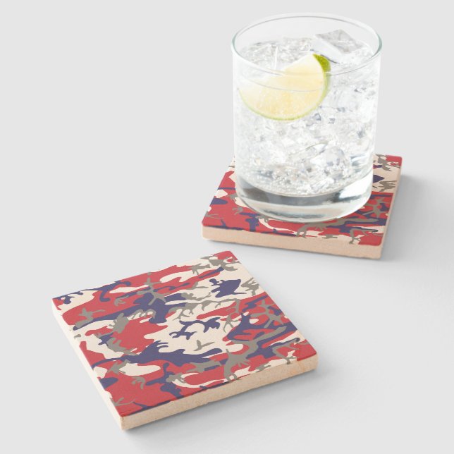 4th of July, Independence day, Camouflage Grey Stone Coaster (Side)