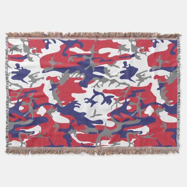 4th of July, Independence day, Camouflage Grey Throw Blanket (Front)