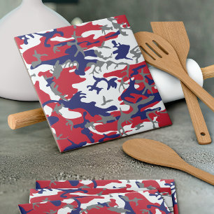 4th of July, Independence day, Camouflage Grey Tile