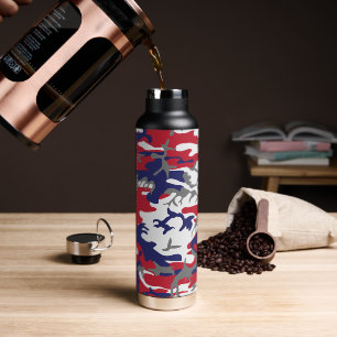 4th of July, Independence day, Camouflage Grey Water Bottle