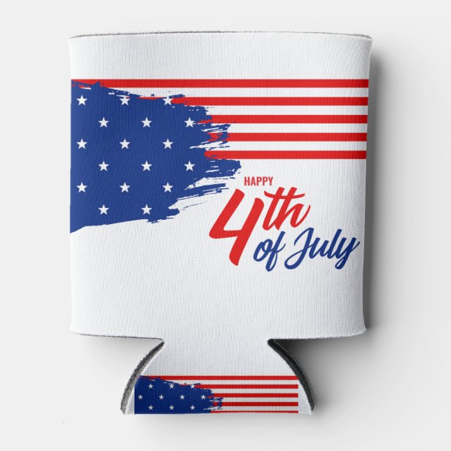 4th of July - Independence Day Can Cooler (Front)