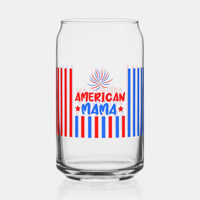 4th of July Independence Day Can Glass (Front)