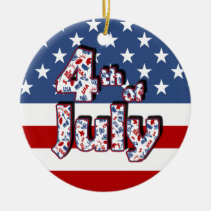 4th of July Independence Day Ceramic Ornament