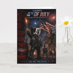 4th of July/Independence Day/cyborg cat Card
