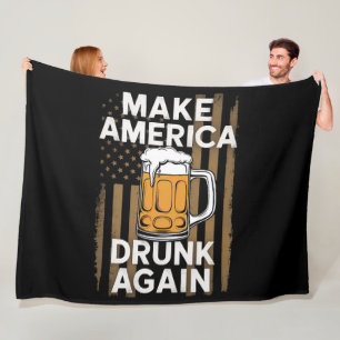 4th of July Independence Day Drinking Beer Fleece Blanket