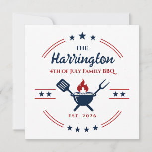 4th of July Independence Day Family BBQ Invitation