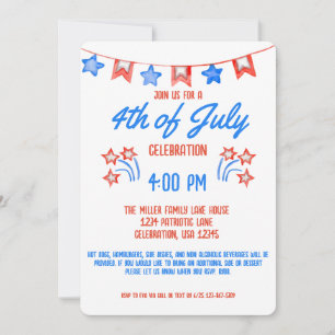 4th of July Independence Day Firework Cookout  Invitation