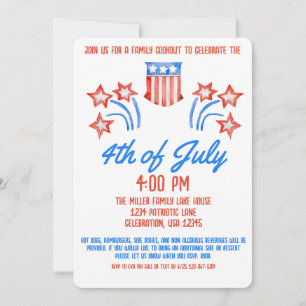 4th of July Independence Day Firework Cookout  Invitation