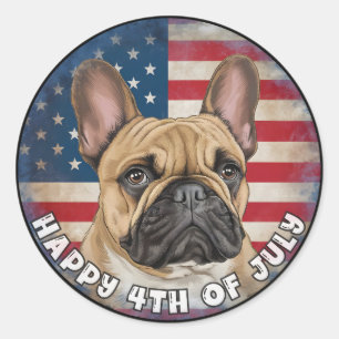 4th of July Independence Day French Bulldog Circle Classic Round Sticker