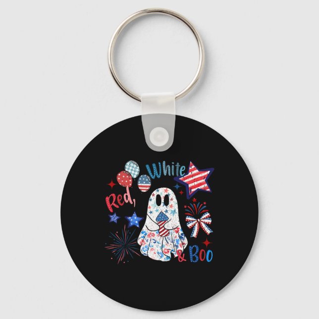 4th Of July Independence Day Funny Patriotic Spook Keychain (Front)