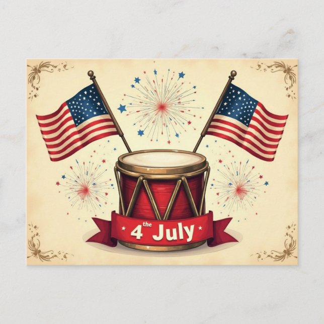 4th of July, Independence Day, Holiday Postcard (Front)