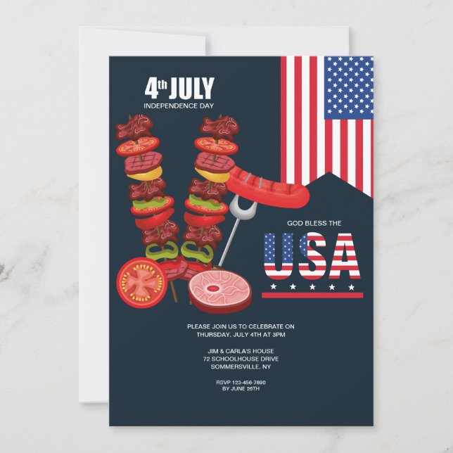 4th of July Independence Day Invitation (Front)